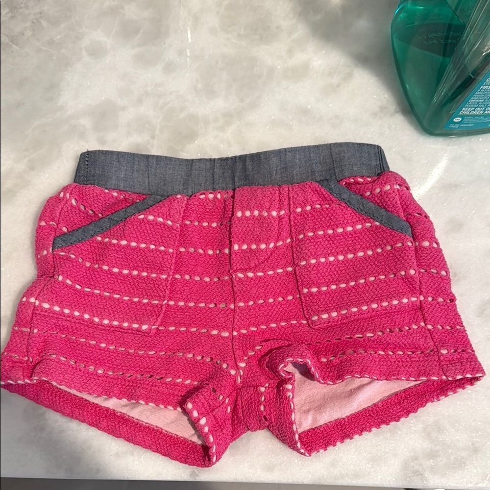 Splendid Pink and Gray Striped Shorts 3-6M